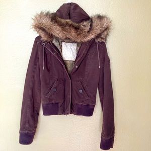 Abercrombie & Fitch Faux Fur Lined Bomber Jacket